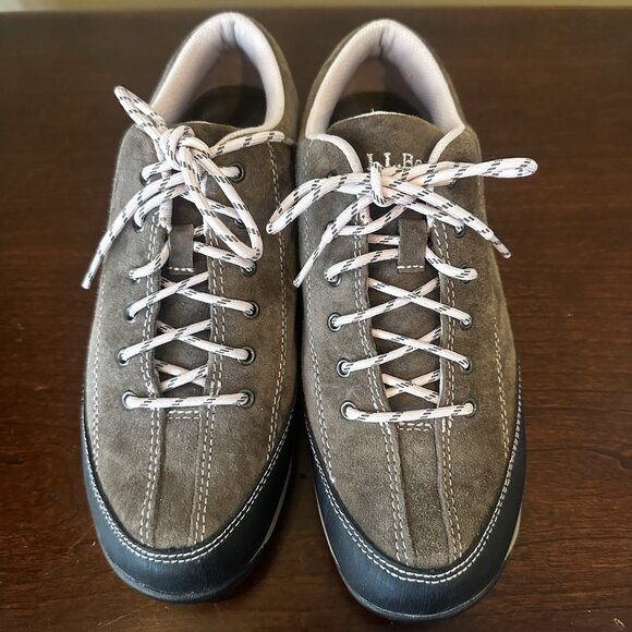 LL Bean Suede Shoe Sneaker 277619 Brown/Pink Lace Up Walking Casual Womens Sz 8 - Picture 4 of 15
